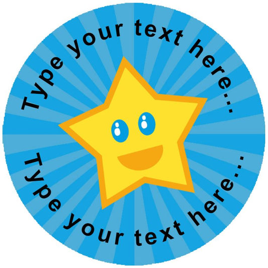 144 Happy Star Personalised 30mm Reward Stickers for School Teachers, Parents and Nursery