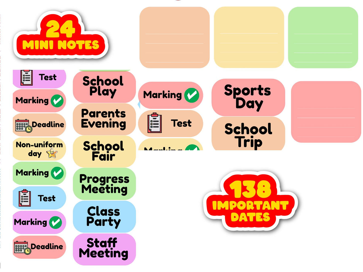 672 Teacher Planner Stickers, Daily Routine Organiser Journal Stickers