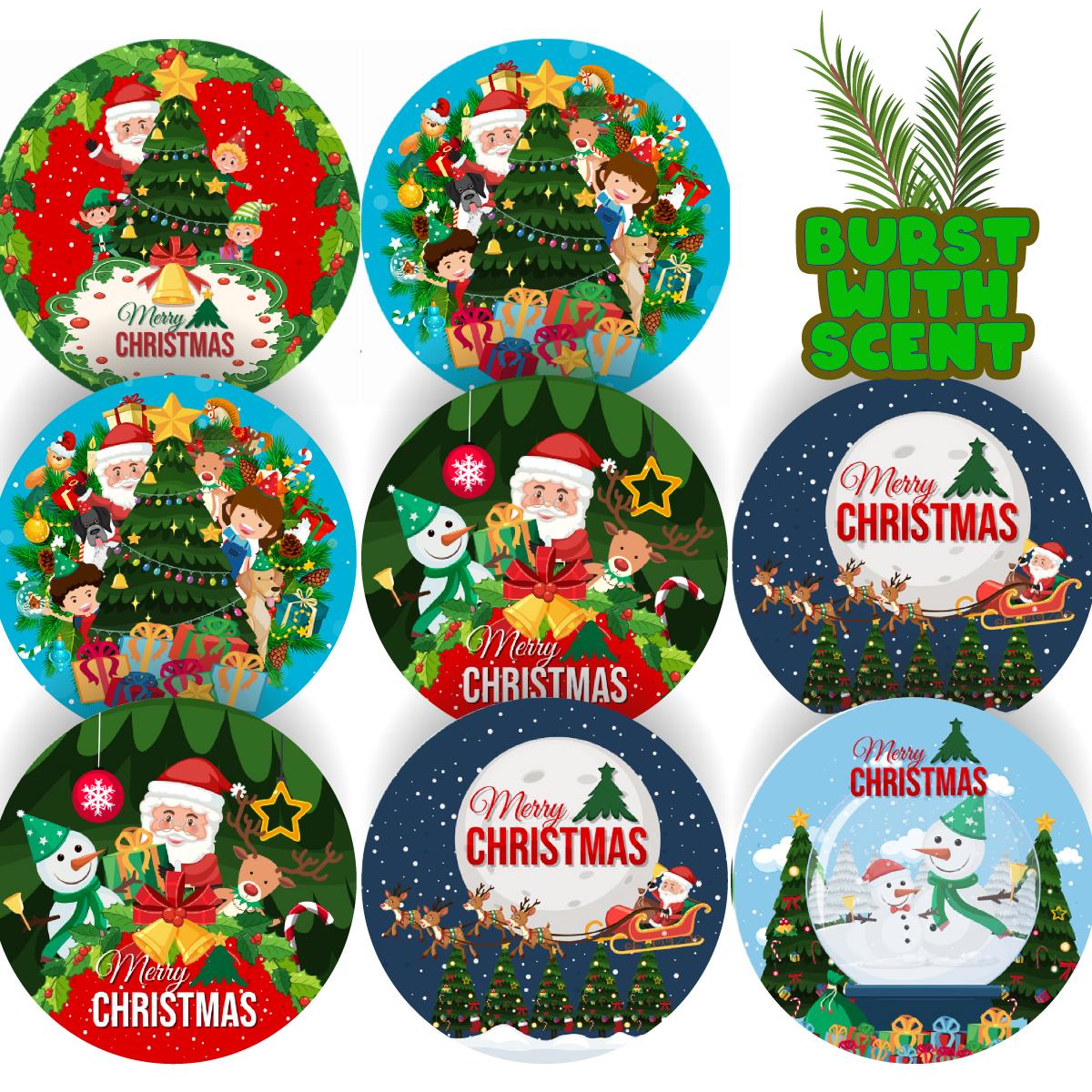 120 Merry Christmas Tree Pine Scented Stickers - 30mm Scented Stickers - For Teachers Nursery Parents