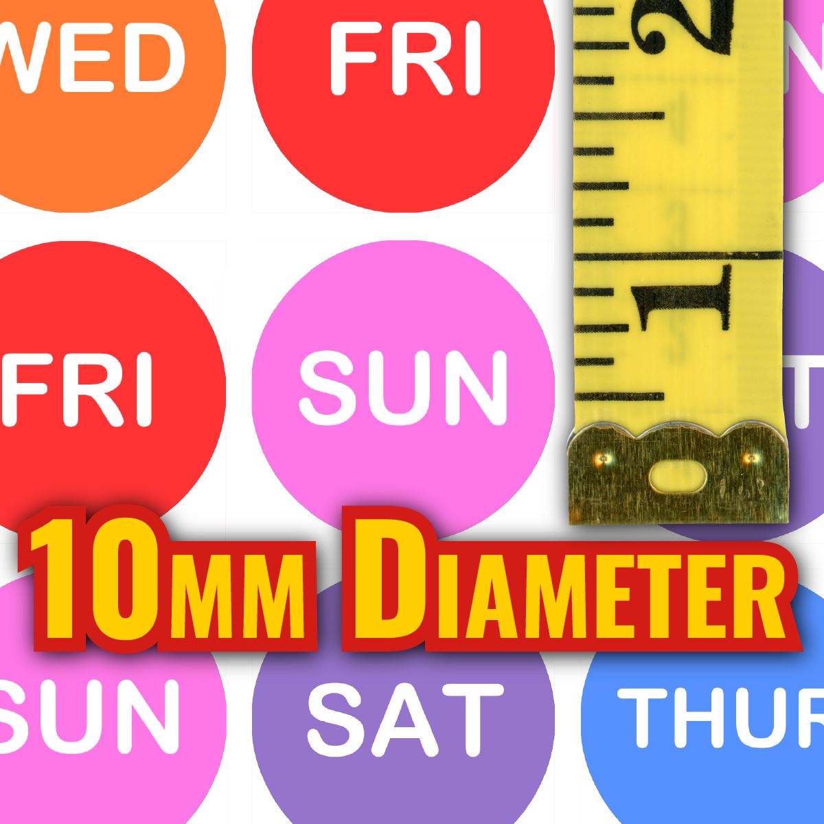 900 Mini Colourful Days of the Week Dots 10mm Spot Reward Stickers for Teachers and Planner Charts