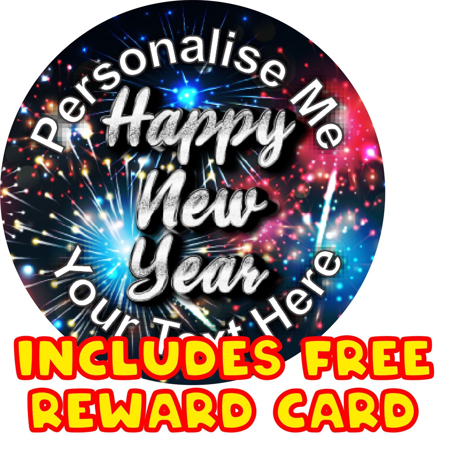 144 Happy New Year 30mm Personalised Glossy Stickers