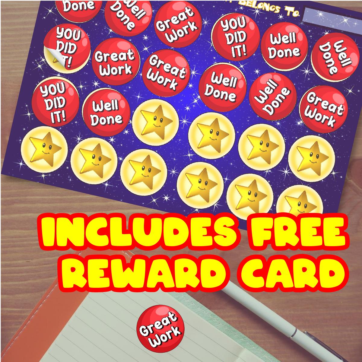 144 Red Clown Nose Praise Words - 30mm - Glossy Reward Stickers for Teachers & Parents