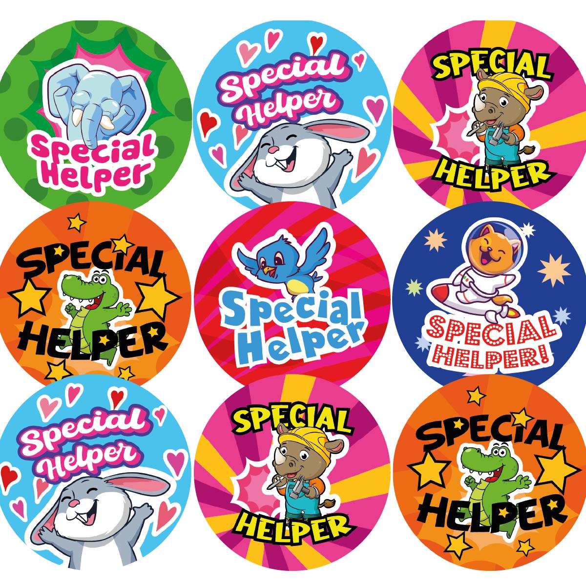 144 Special Helper Stickers - 30mm Glossy Reward Stickers for Teachers & Parents