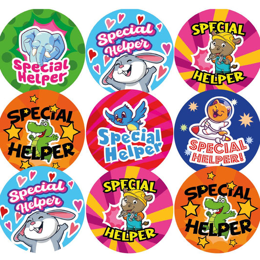 144 Special Helper Stickers - 30mm Glossy Reward Stickers for Teachers & Parents