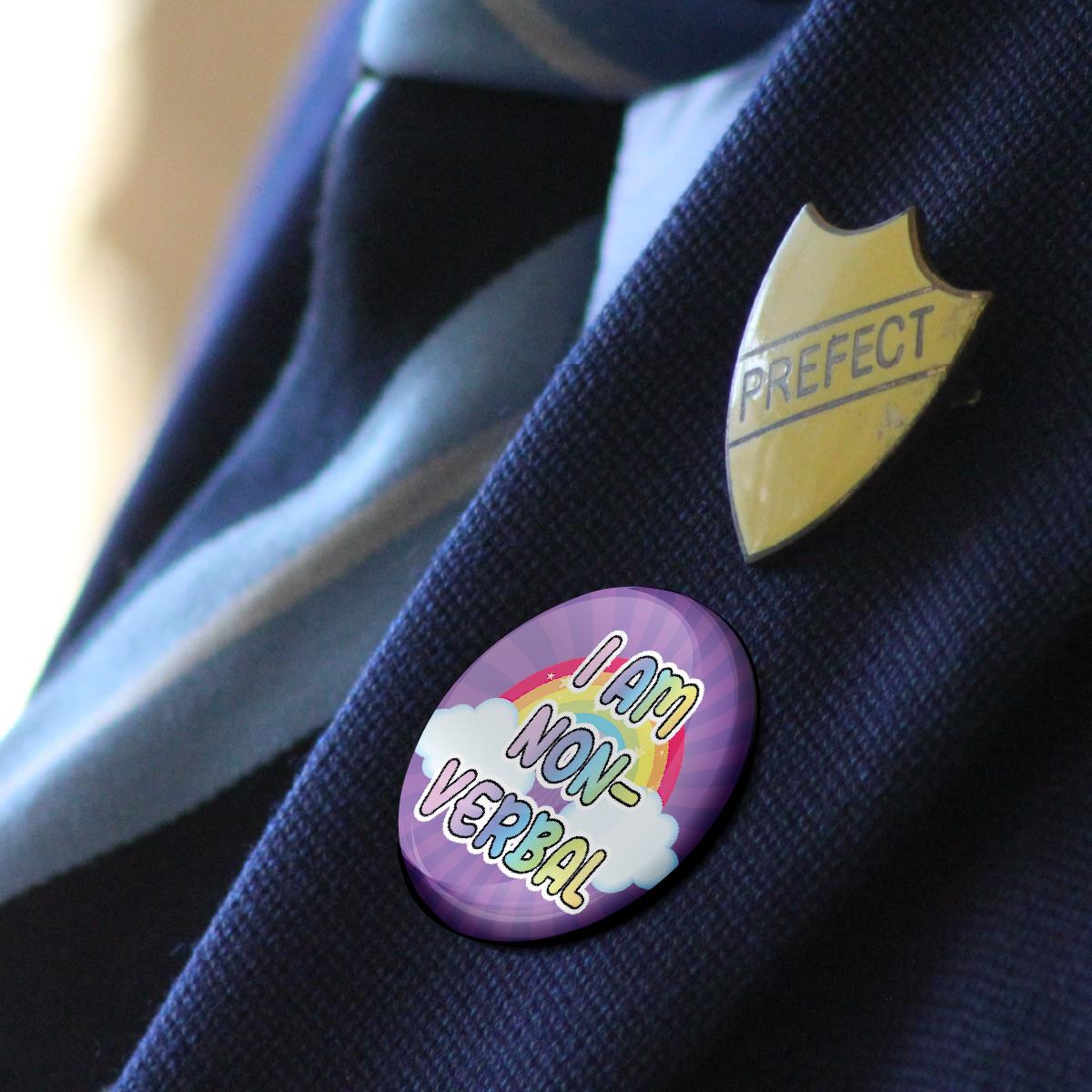 20 x I Am Non-Verbal Button Badges (Pack of 20 Pin Badges - 38mm)