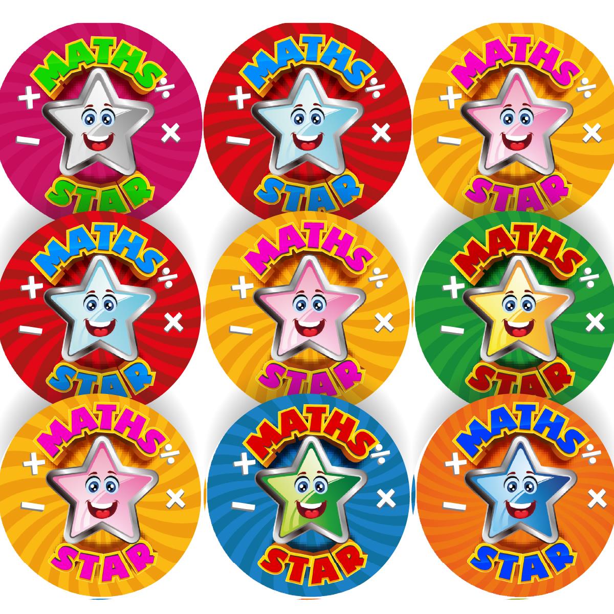 144 Star Maths - 30mm - Glossy Reward Stickers for Teachers & Parents