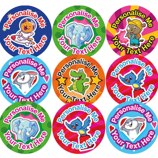 144 Personalised 30mm Animal Friends Reward Stickers for School Teachers, Parents and Nursery