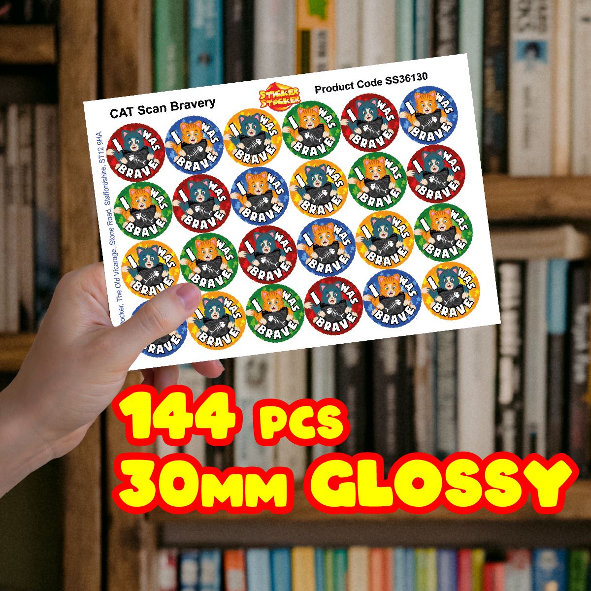 144 Cat Scan X-Ray Bravery Award 30 mm Reward Stickers for Nurses, Doctors or Dentists