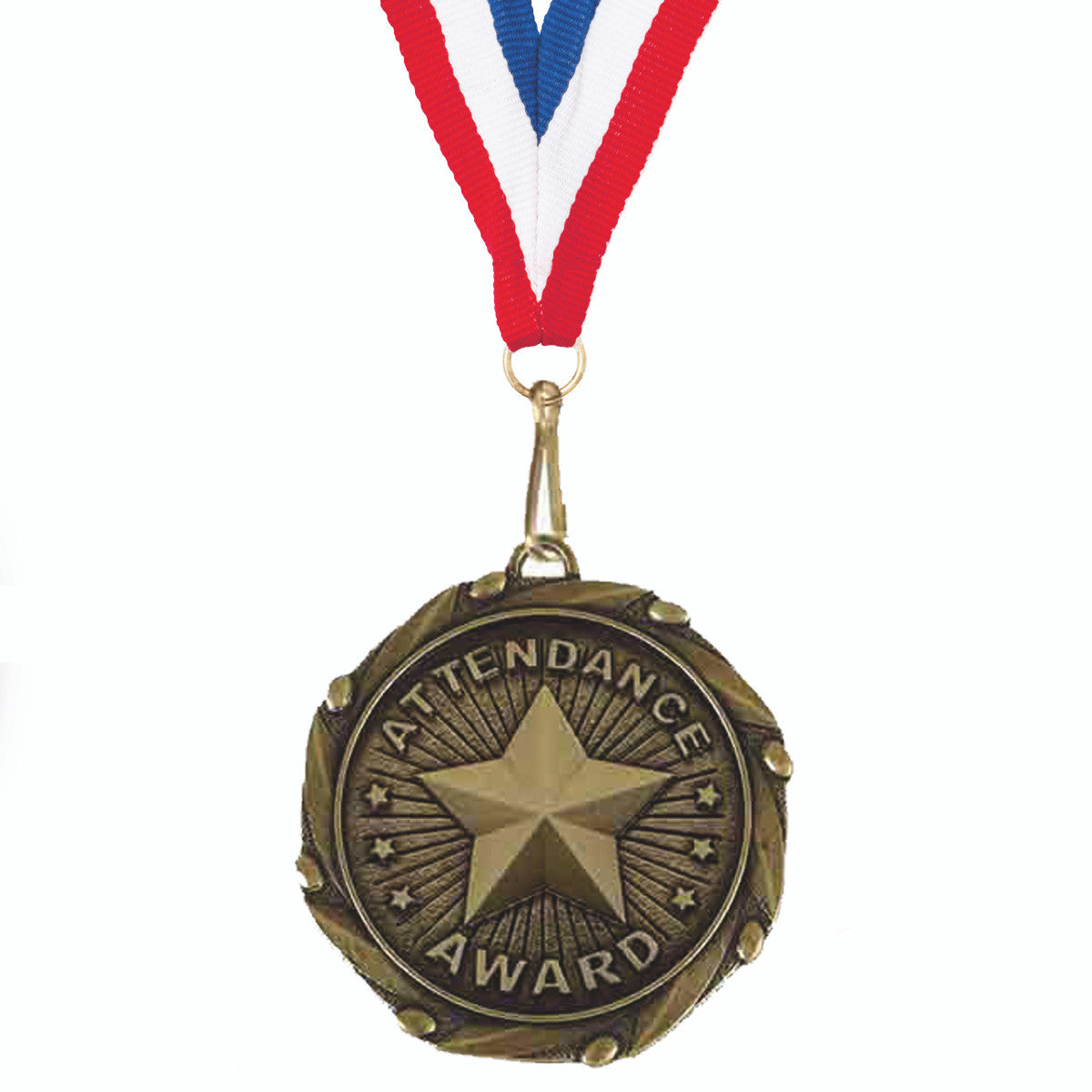 Sticker Stocker - Attendance Award Medal with FREE Ribbon and Certificate 45mm Metal
