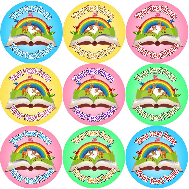 144 Personalised Animal Book 30mm Reading Reward Stickers for School Teachers, Parents and Nursery