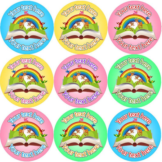 144 Personalised Animal Book 30mm Reading Reward Stickers for School Teachers, Parents and Nursery