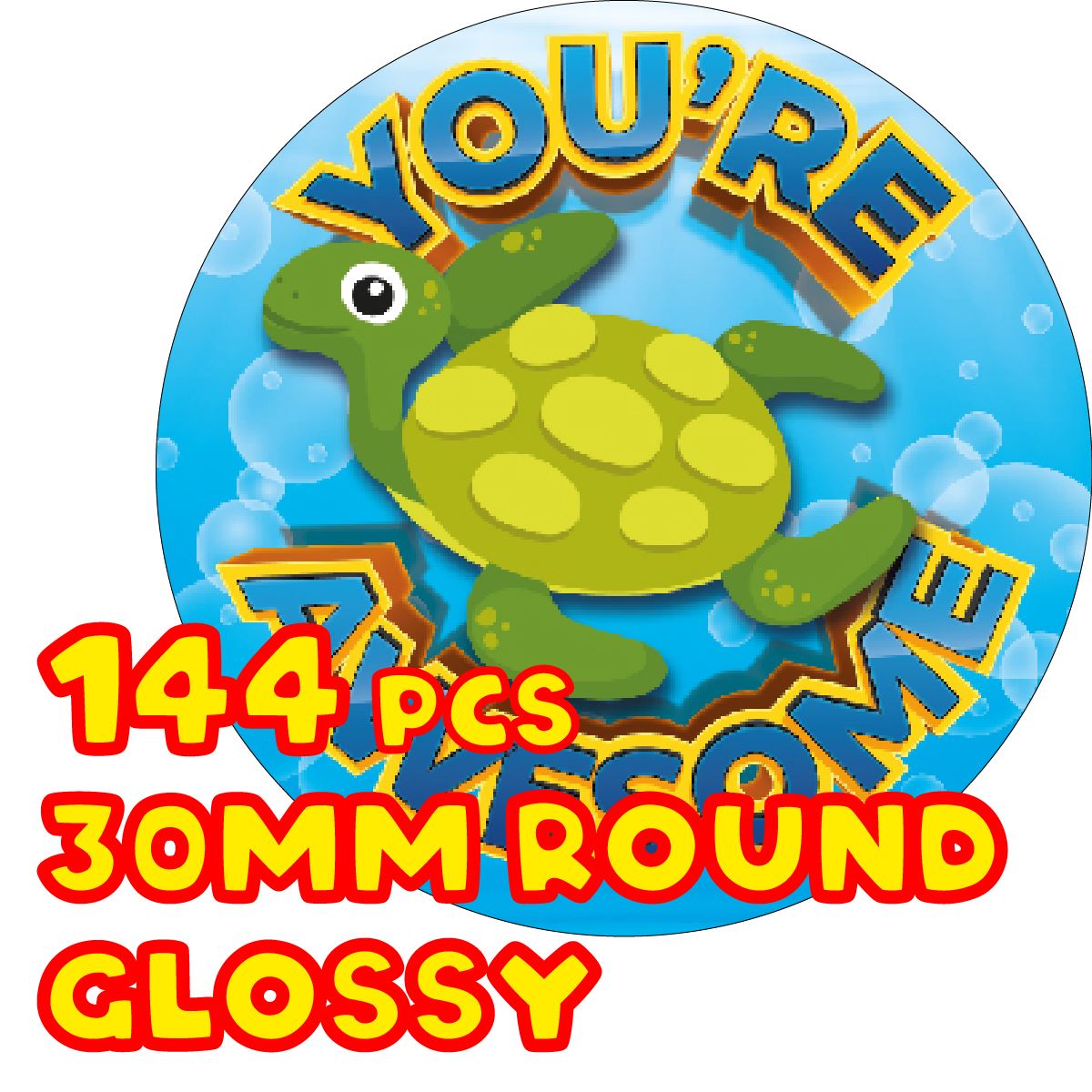 144 Deep Blue Praise Words 30mm Glossy Reward Stickers