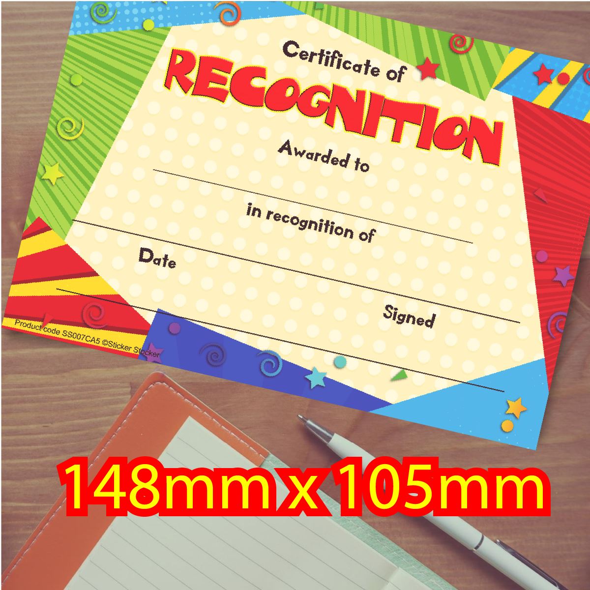 30 Recognition award certificates for school teachers, 250gsm A5 silk finish card
