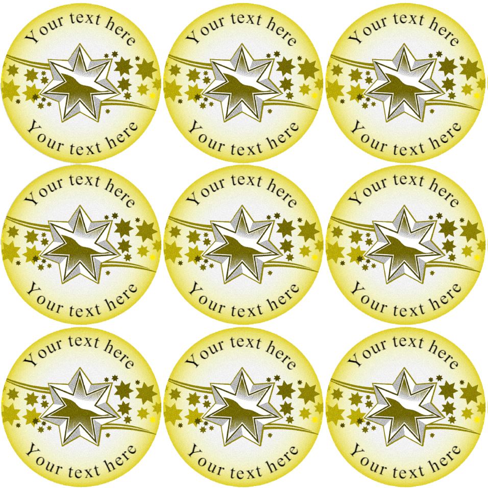 144 Gold Star Personalised 30mm Reward Stickers for School Teachers, Parents and Nursery
