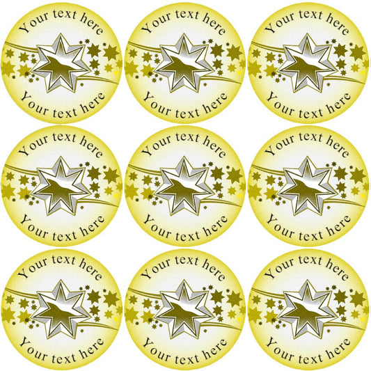 144 Gold Star Personalised 30mm Reward Stickers for School Teachers, Parents and Nursery