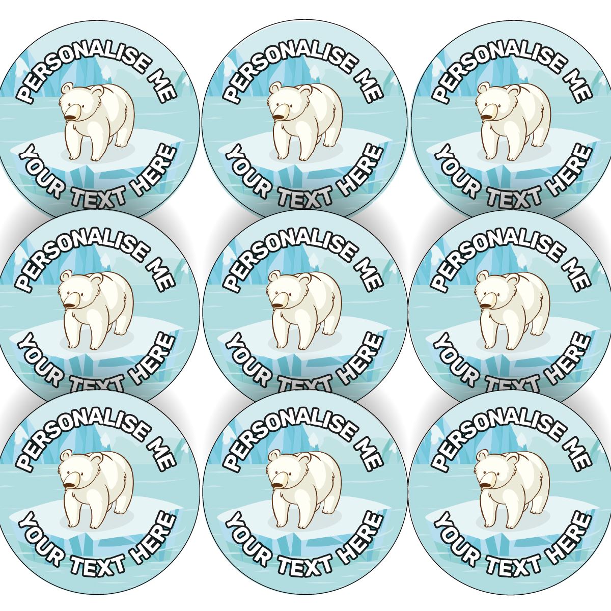 Polar Bear Personalised 30mm Reward Stickers for School Teachers, Parents and Nursery