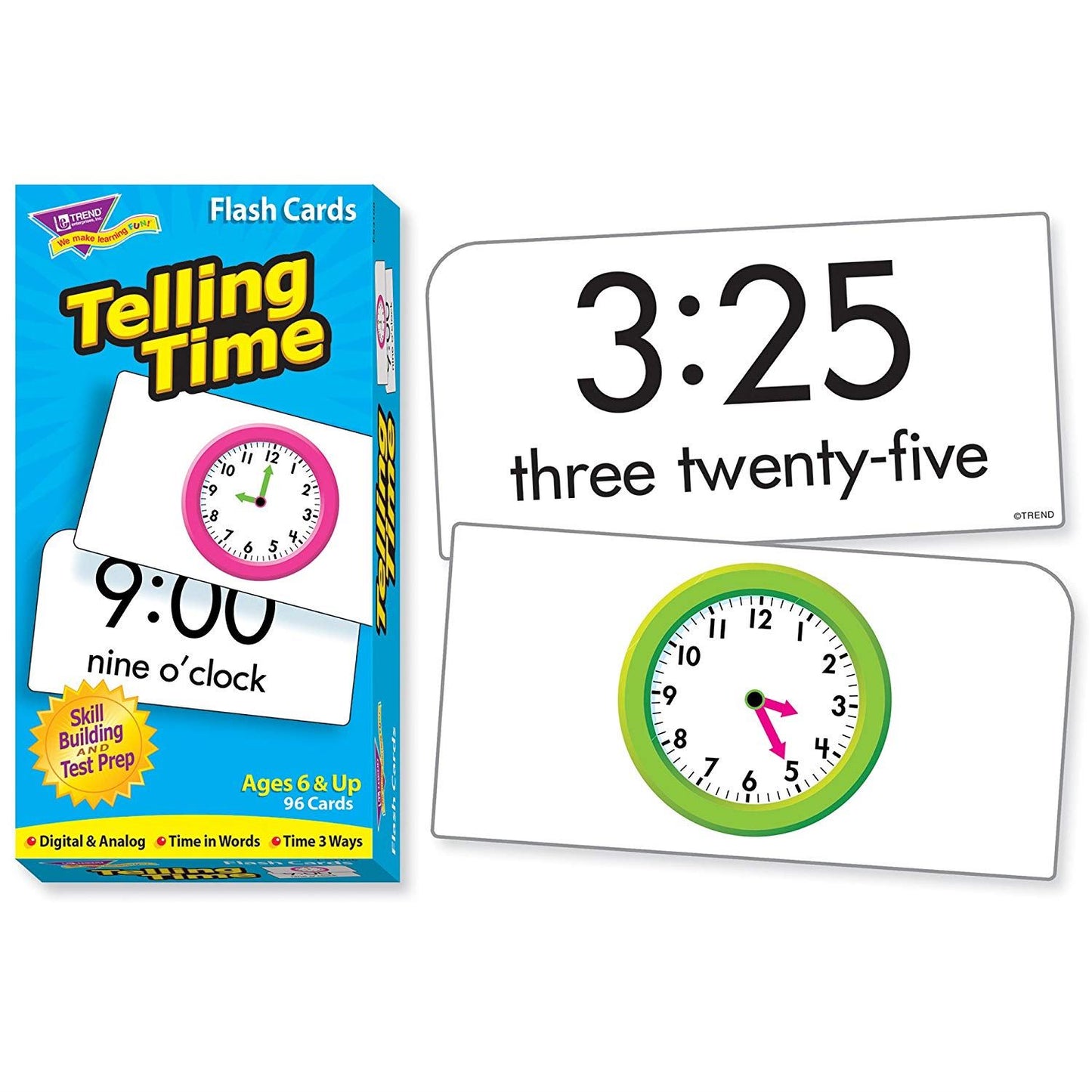 Telling Time Skill Drill Educational Flash Cards