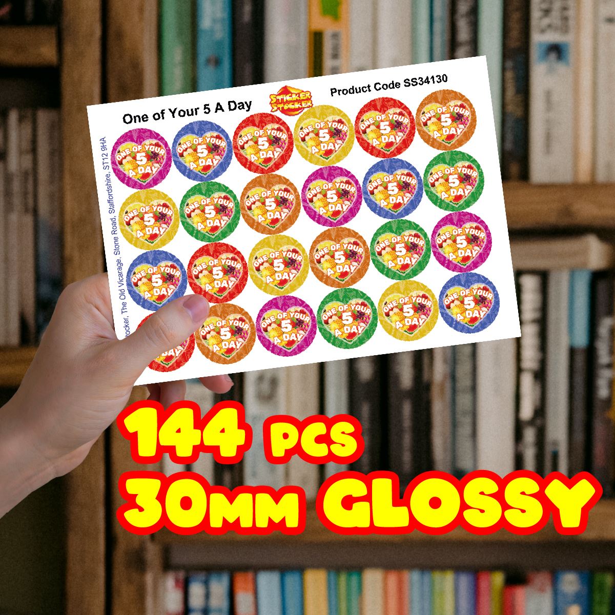 144 One Of Your 5 A Day - 30mm - Glossy Reward Stickers for Teachers & Parents