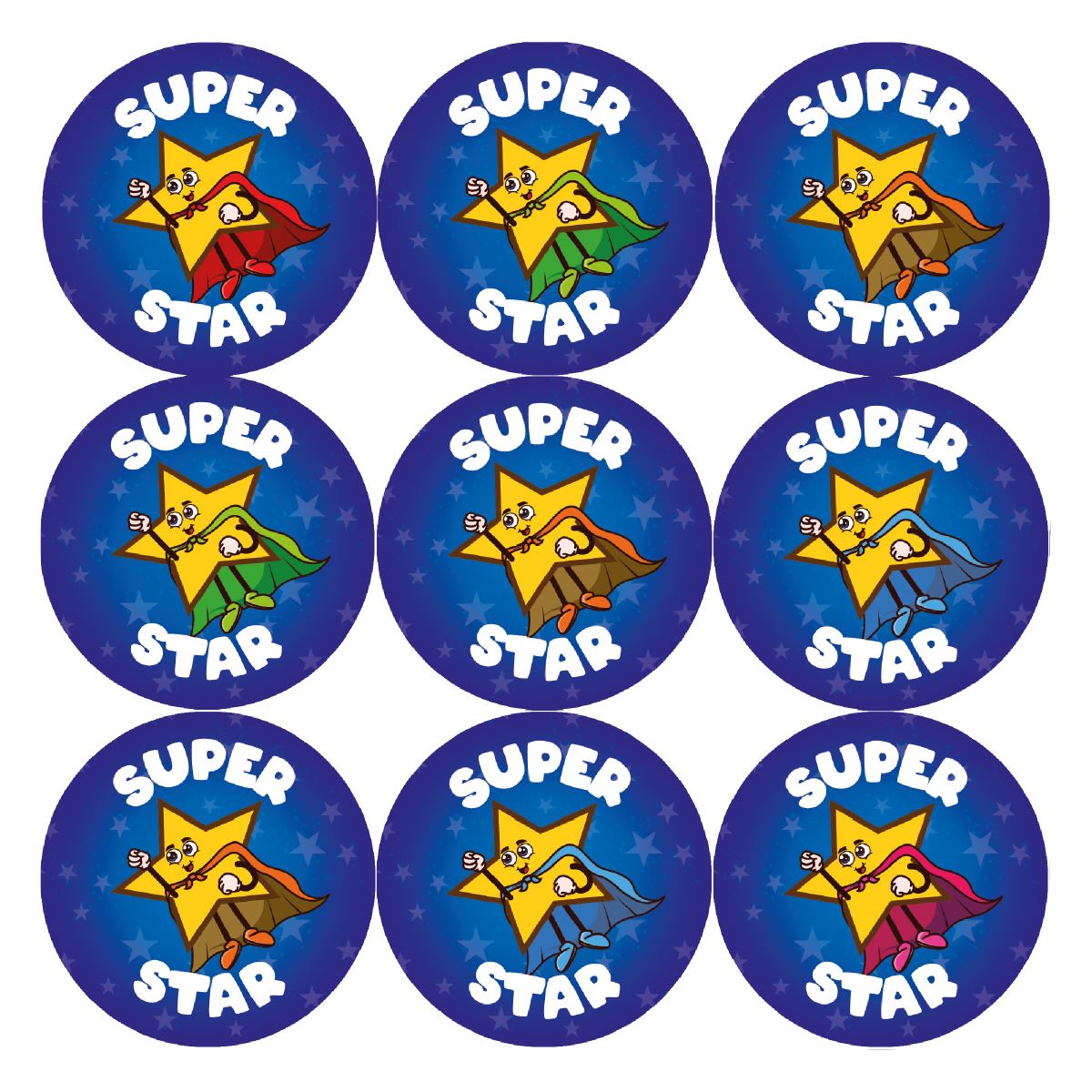 144 Super Star - 30mm - Glossy Reward Stickers for Teachers & Parents