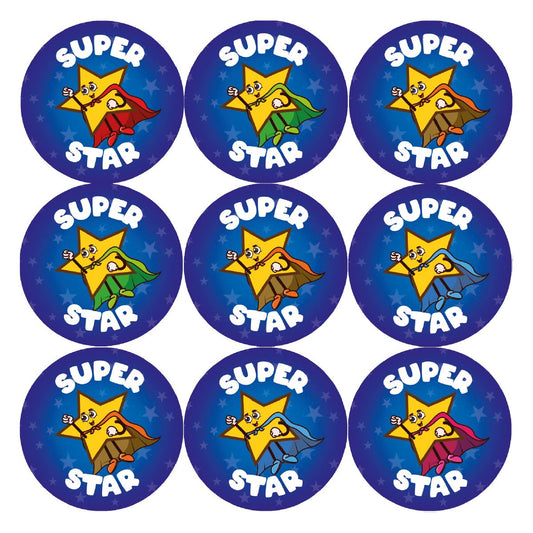 144 Super Star - 30mm - Glossy Reward Stickers for Teachers & Parents