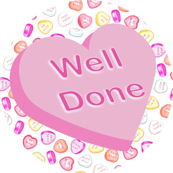 144 Candy Hearts Praise Words 30mm Children's Reward Stickers for Teachers or Parents