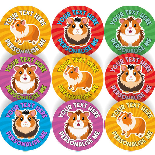 144 Personalised Guinea Pigs 30mm Reward Stickers for School Teachers, Parents