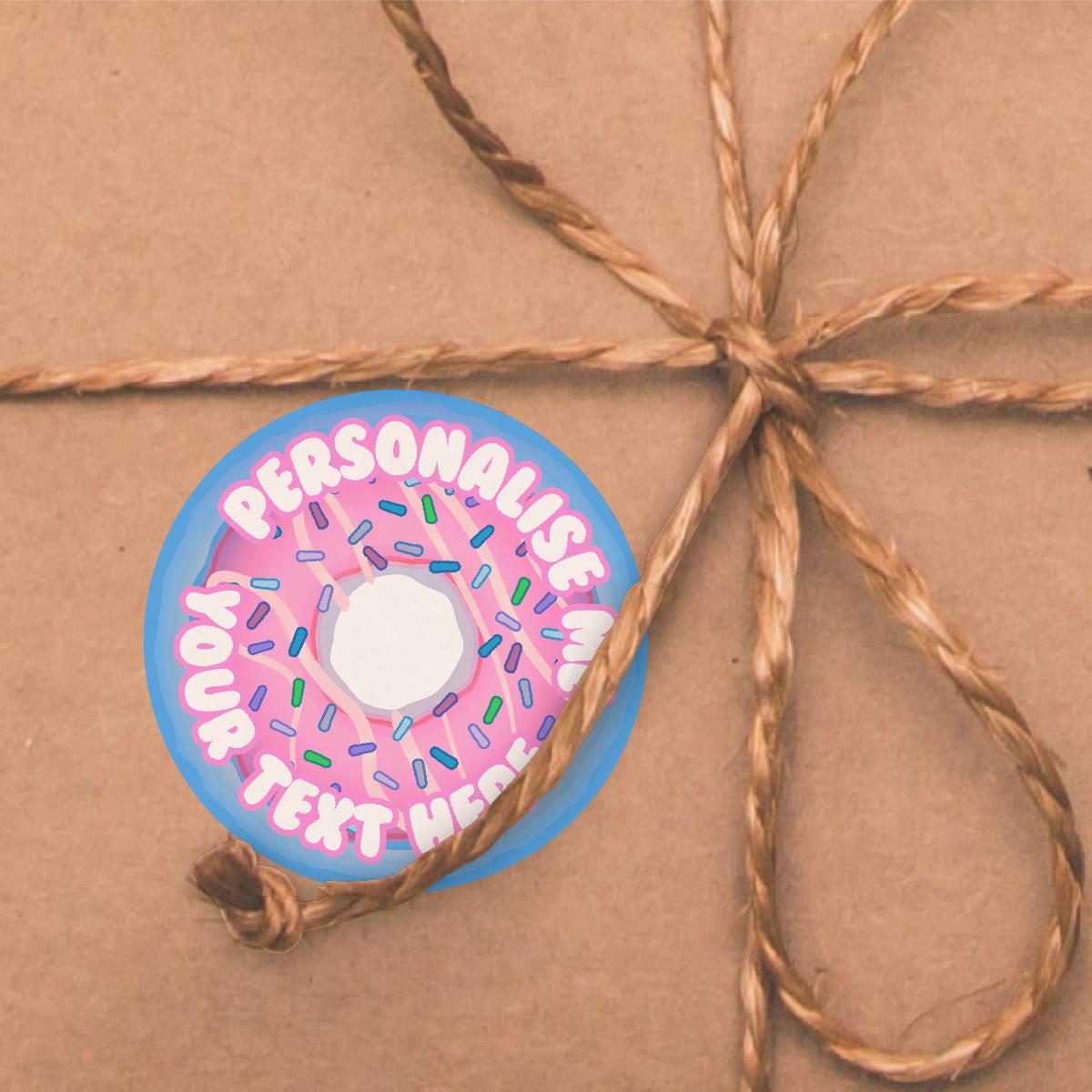 120 Bubblegum Scented Donut Personalised Stickers - Personalised 30 mm Scented  Stickers - For Teachers Nursery Parents