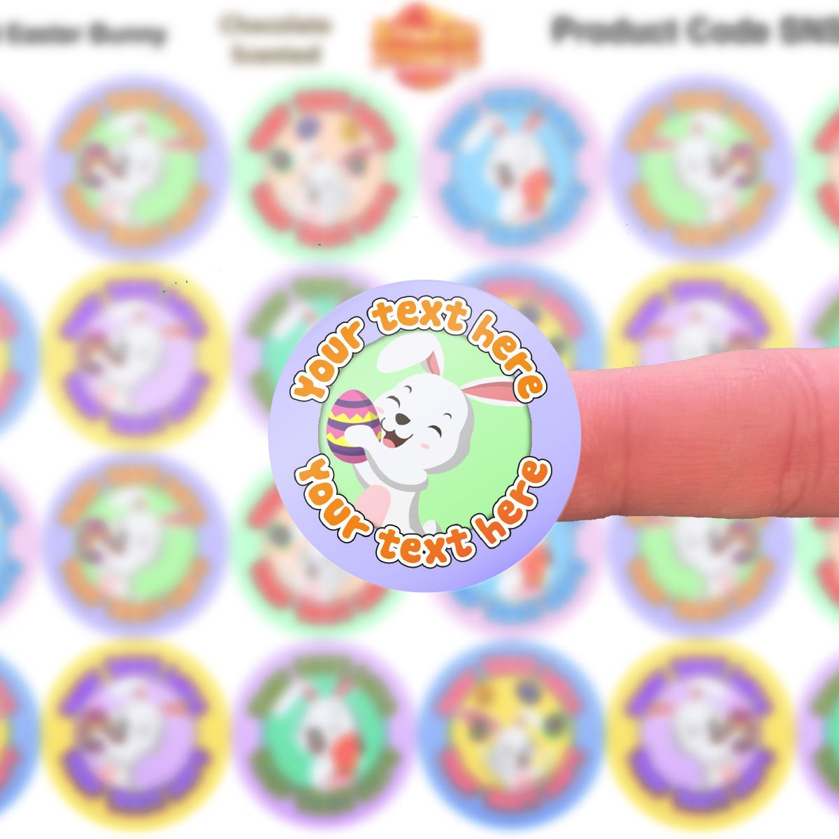 120 Chocolate Scented Personalised Stickers - Easter Bunny - Personalised 30mm Scented  Stickers - For Teachers Nursery Parents