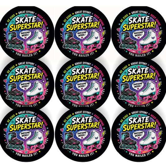 144 Roller Blading/Roller Skating Awards Children's Reward Stickers - 30mm - Parents, Skateparks
