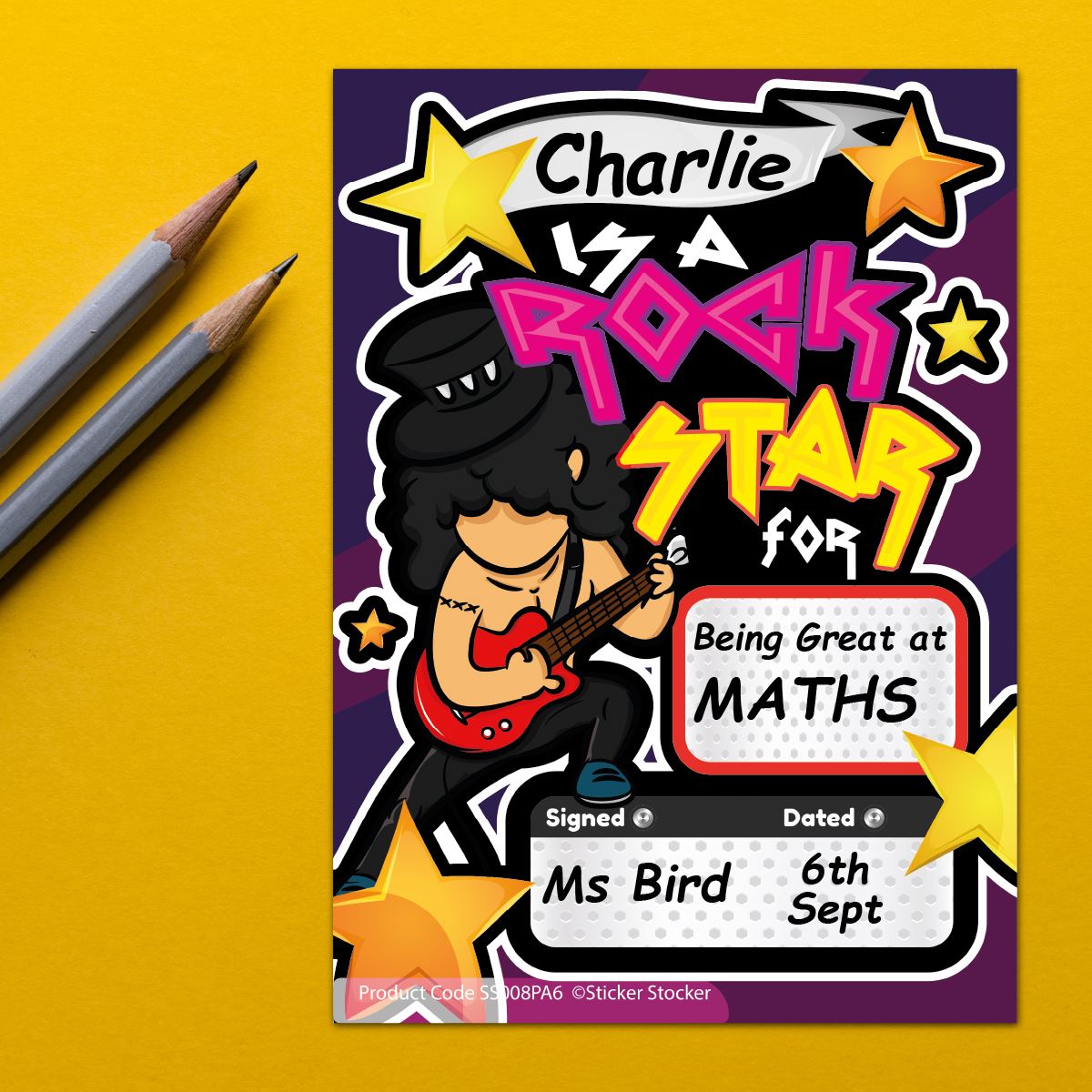 A6 Praise Note Pad 100 Sheet Incentive Chart Rewards - Rockstar