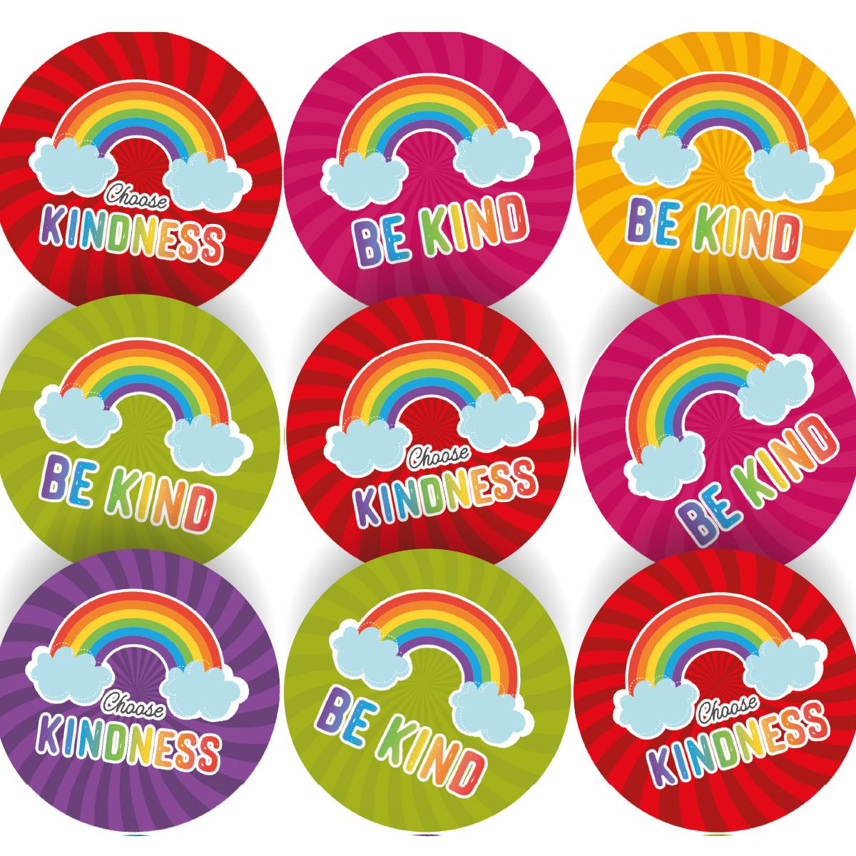 144 Colourful Kindness  30mm Reward Stickers for School Teachers, Parents and Nursery