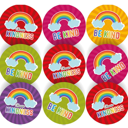 144 Colourful Kindness  30mm Reward Stickers for School Teachers, Parents and Nursery