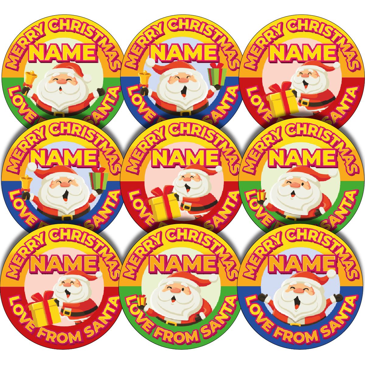 144 Personalised Love From Santa Name 30mm Christmas Stickers