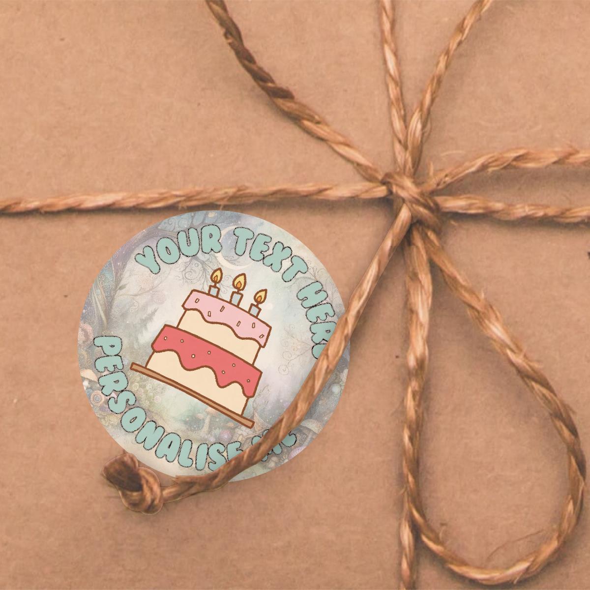 144 Whimsical Birthday Personalised 30mm Glossy Stickers Crafting Gift Packaging Seal Labels