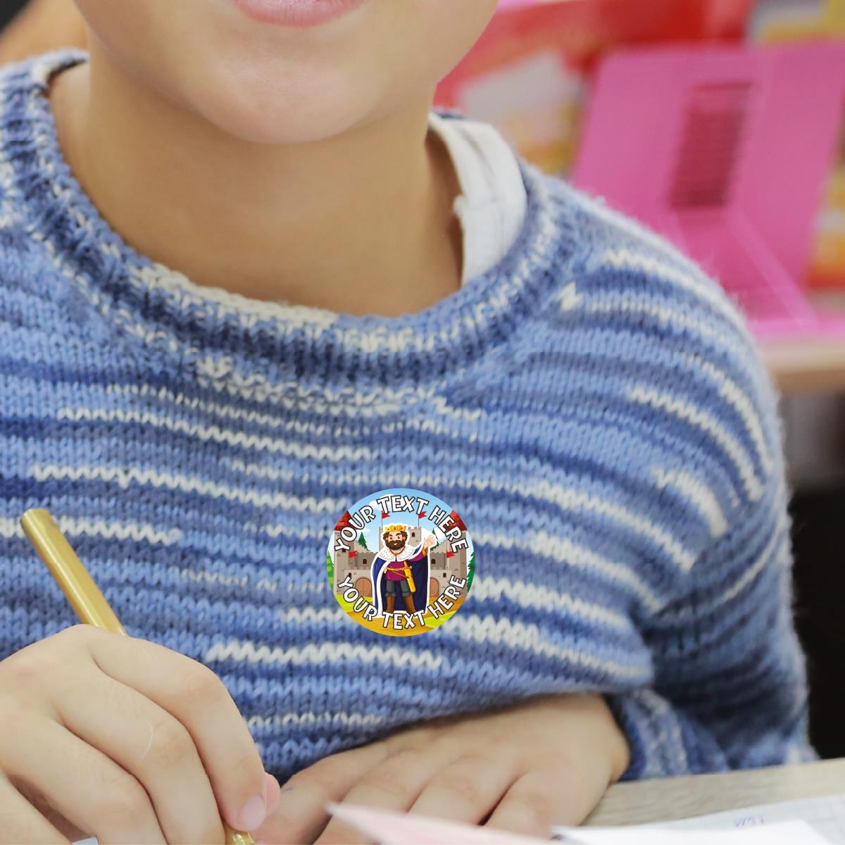 144 Queens and Kings Personalised - History Teacher Reward Stickers Size 30mm