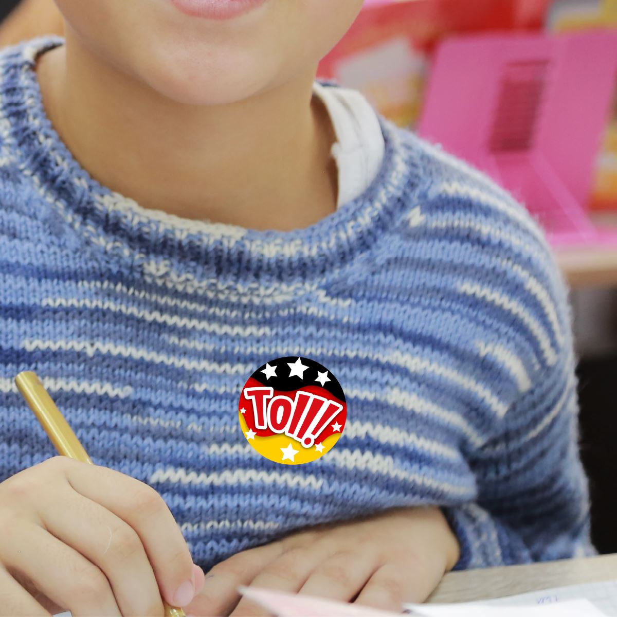 144 Super German Praise Word Stickers - 30mm Glossy Reward Stickers for Teachers & Parents