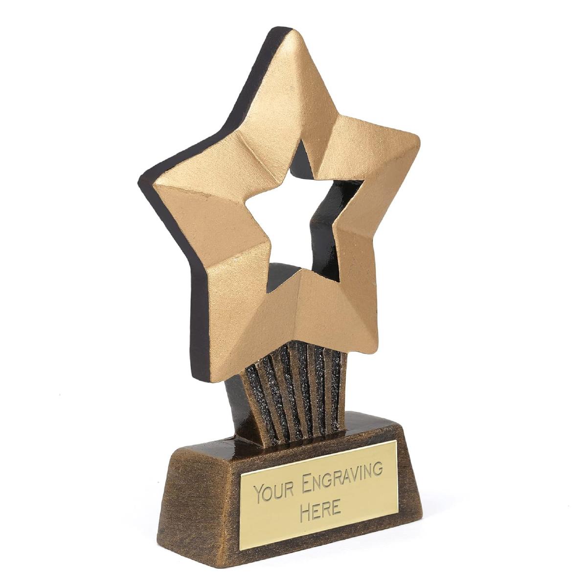 Mini Star Plus Award Trophy 10cm Resin FREE engraving and Certificate