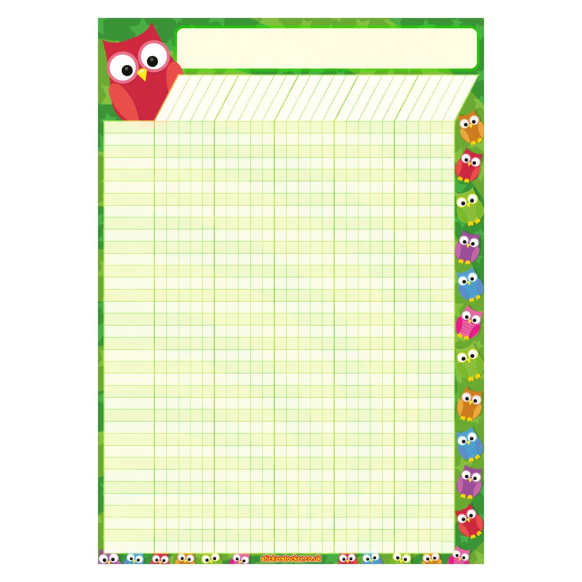 A2 Owl Star Durable Incentive Star Reward Classroom Wall Chart