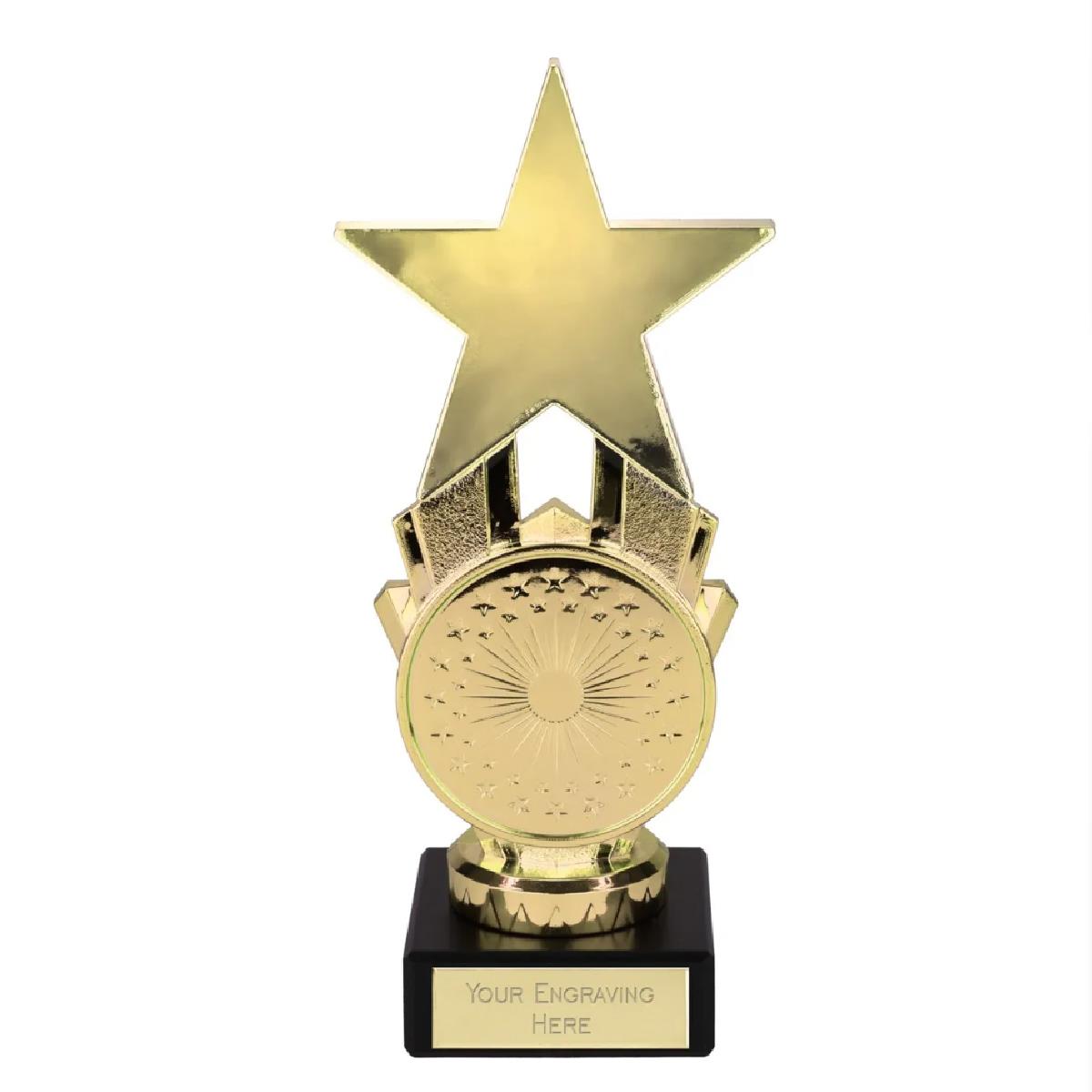 Spangled Star Award Trophy 17cm Plastic FREE engraving and Certificate