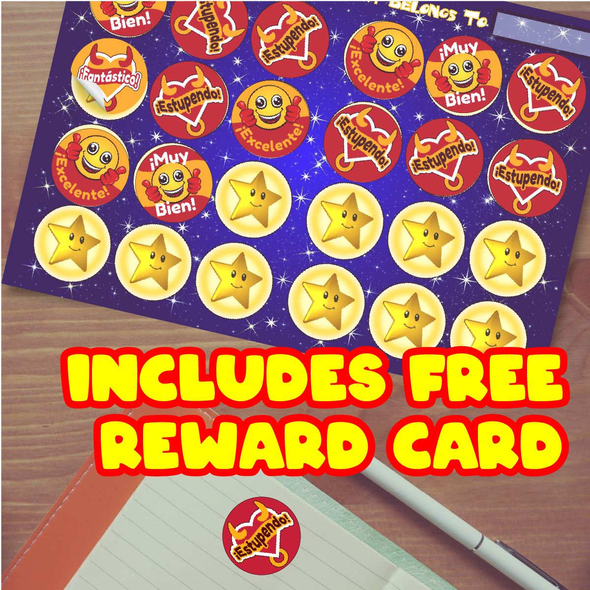 144 Super Spanish Praise Word Stickers - 30mm Glossy Reward Stickers for Teachers & Parents