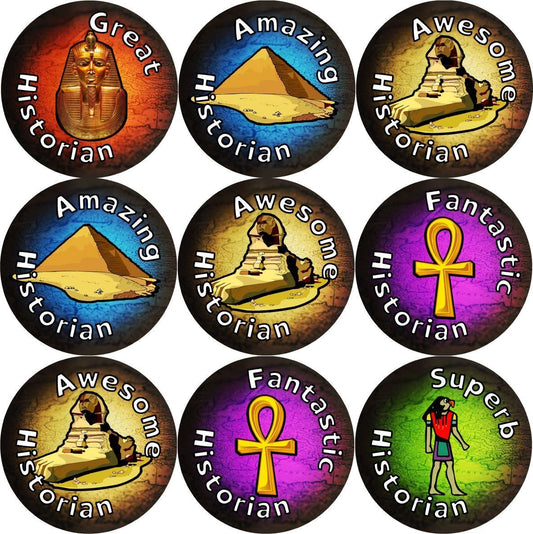 144 Egyptian Historian Praise Words 30mm Stickers for School Teachers, Parents and Nursery