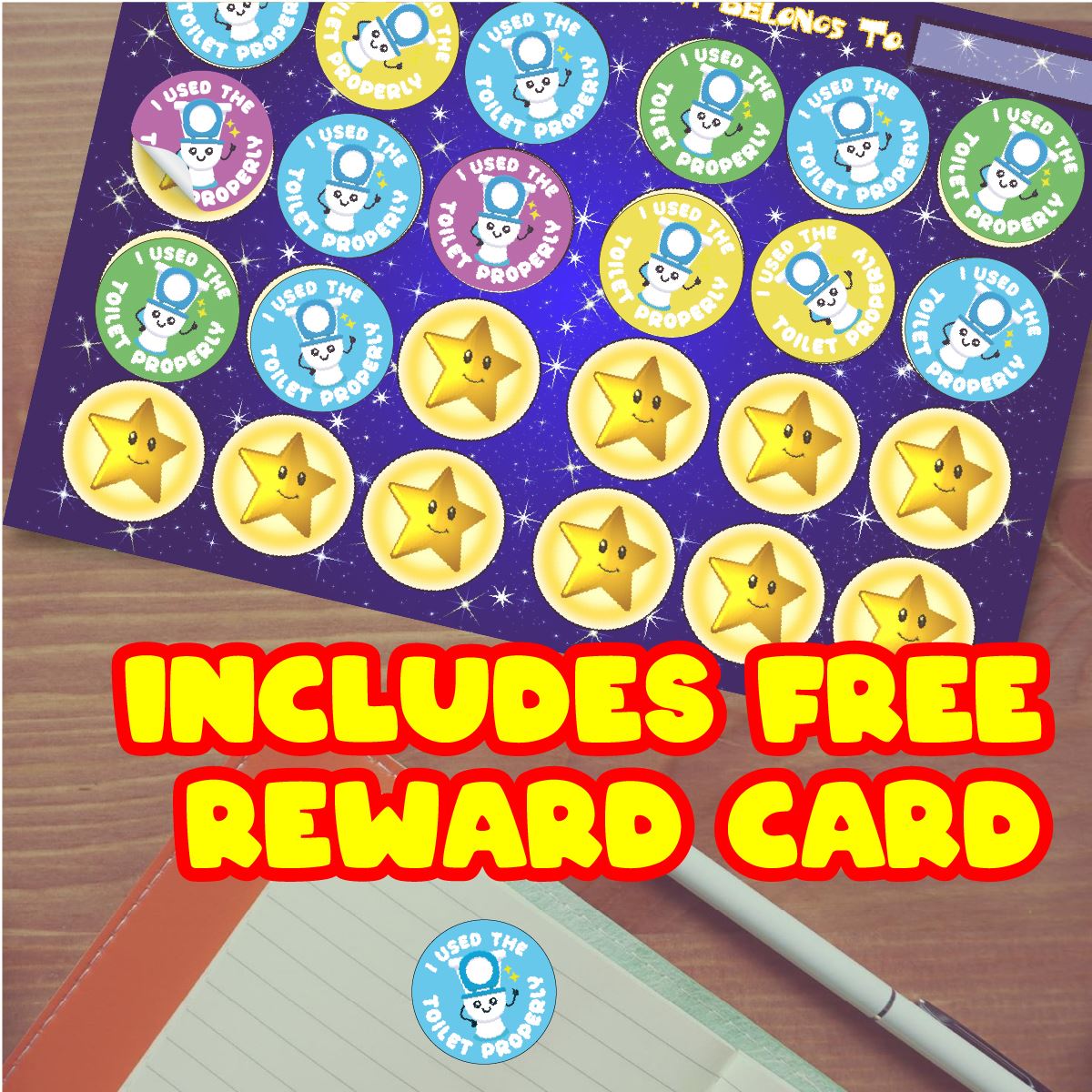 144 I used the toilet properly 30mm Potty Training Reward Stickers for Teachers or Parents