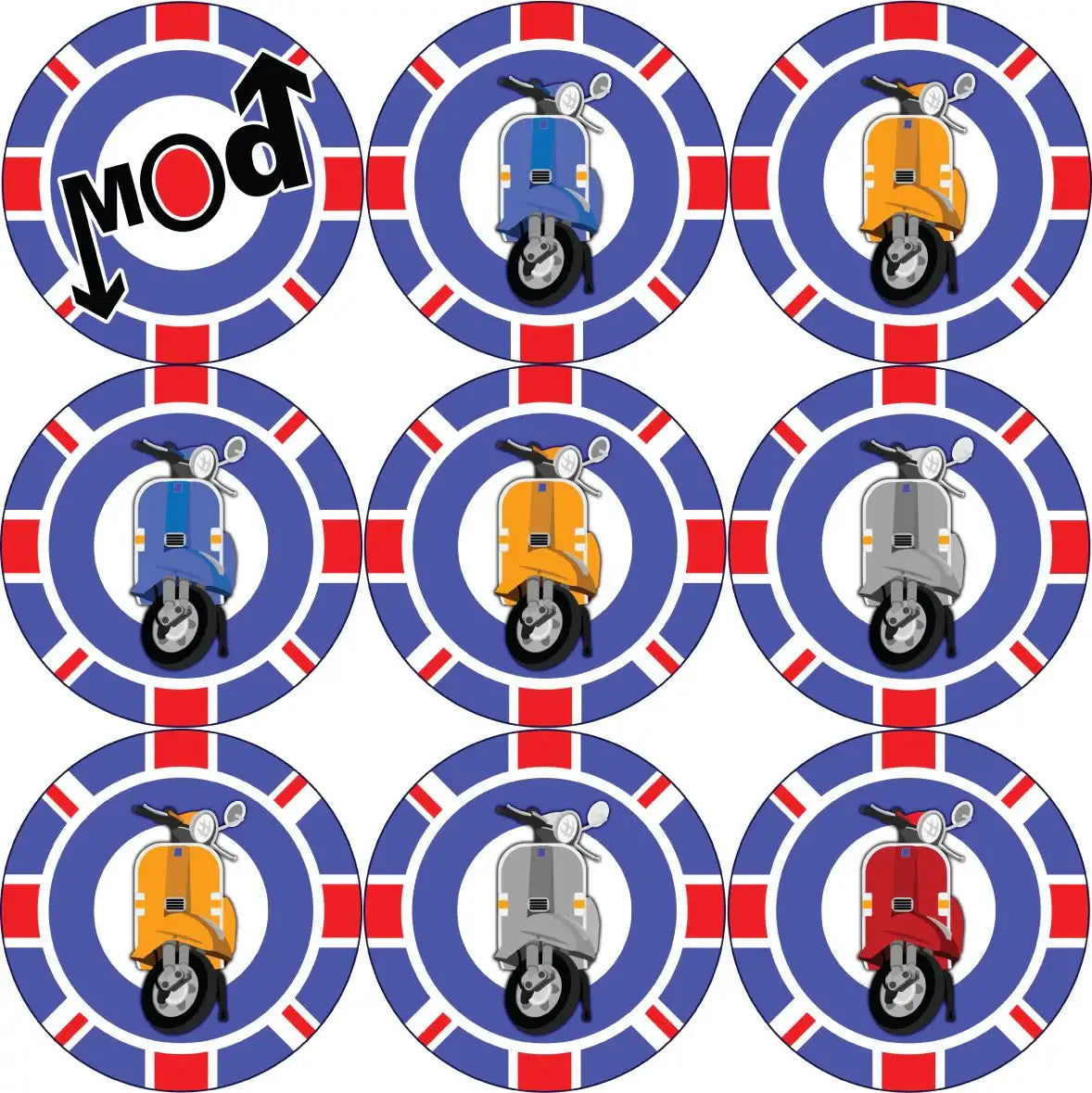 Sticker Stocker 144 mods scooters themed Stickers - Large - Sticker Stocker