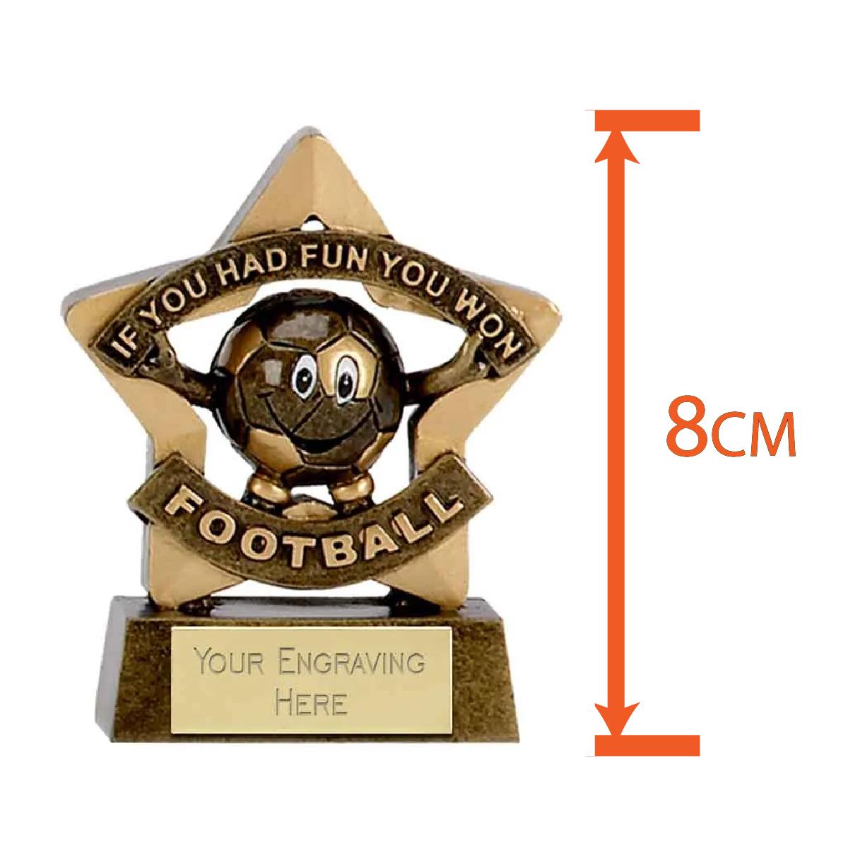 Mini Star Football Participation Award Trophy 8cm Resin FREE engraving and Certificate