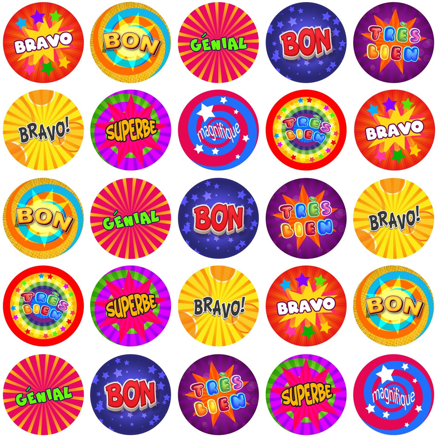 900 Mini Funky French Language Dots 10mm Glossy Teacher Reward Stickers Spot Stickers Journal Stickers