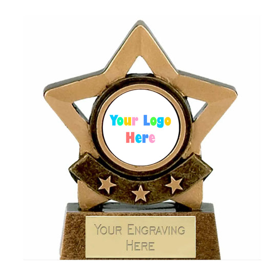 Mini Gold Star "Make Your Own" Award Trophy 8cm Resin FREE engraving and Certificate
