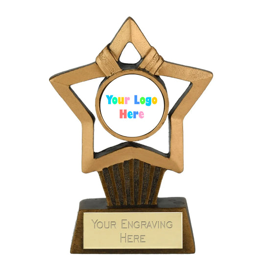 Mini Star Plus "Make Your Own" Gold Star Award Trophy 10cm Resin FREE engraving and Certificate