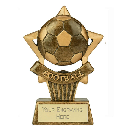 Sticker Stocker - Mini Star Plus Football Award Trophy 10cm Resin FREE engraving and Certificate