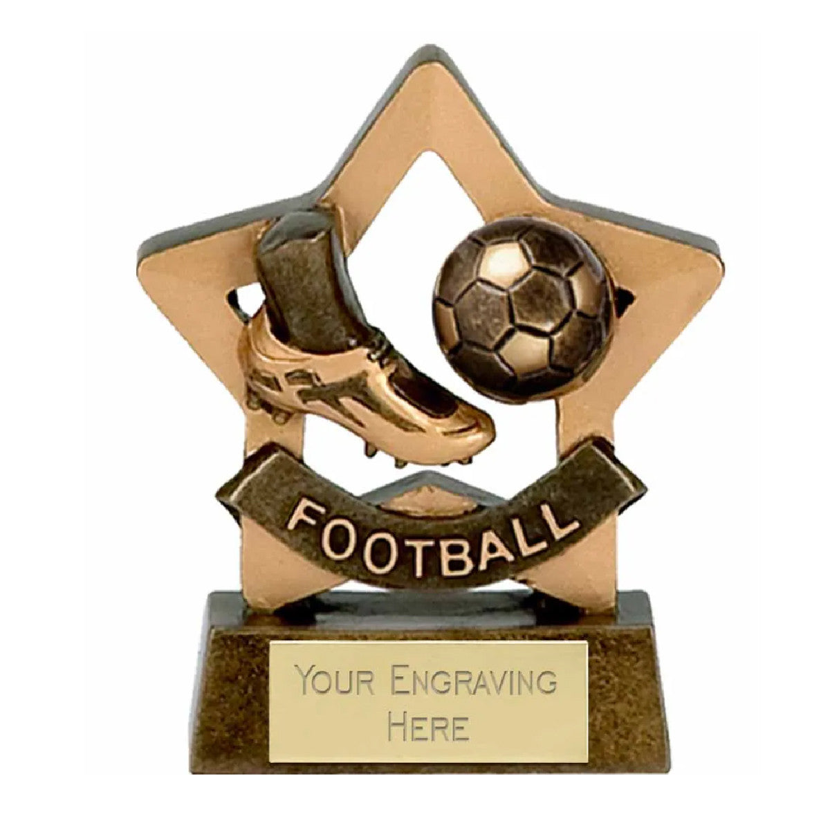 Sticker Stocker - Mini Star Football Award Trophy 8cm Resin FREE engraving and Certificate