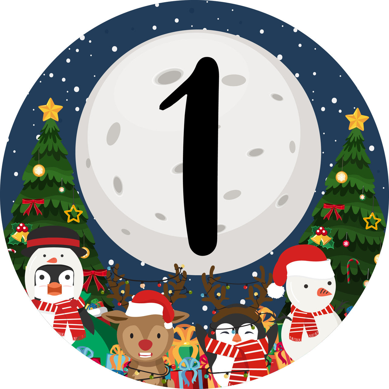 Sticker Stocker - 144 Christmas Countdown Advent Number Stickers 30mm Glossy Stickers
